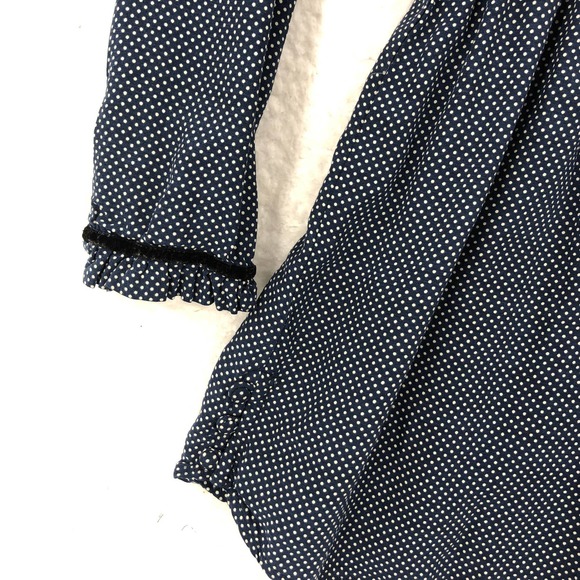 Avec Les Filles Womens Romper S Blue Polka Dot 3" Shorts Long Sleeve Ruffle Trim - Picture 3 of 10